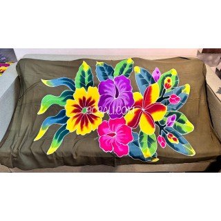 New Design Rayon Sarong Hand Painted Flower Design Handmade In Bali
